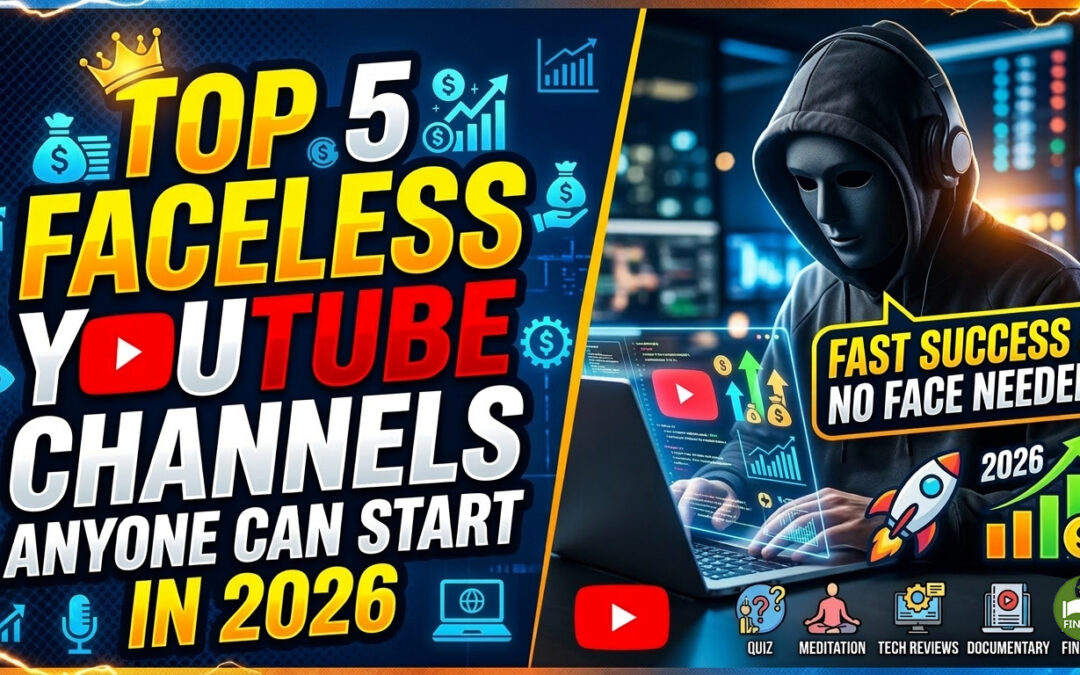 Discover 5 simple Faceless YouTube channel ideas anyone can start in 2026. Learn how to create videos, grow faster, and earn without showing your face.